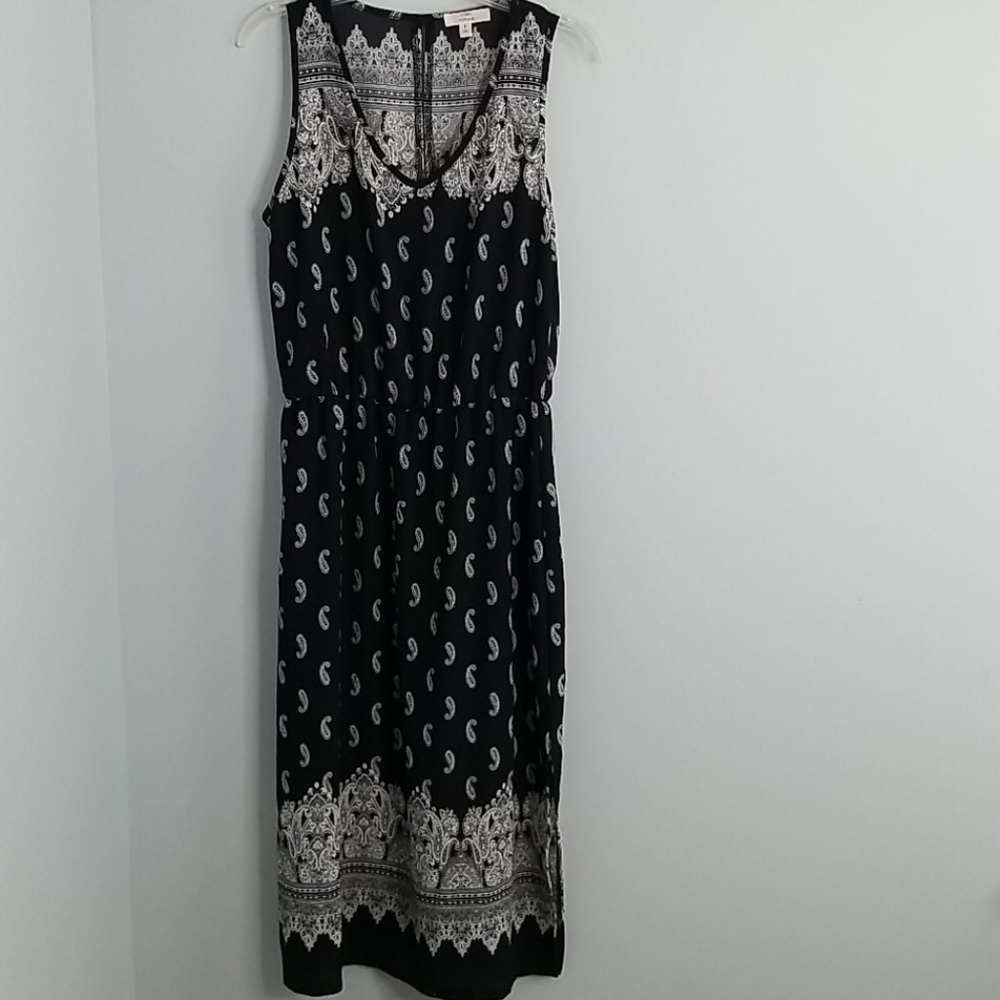COMO VINTAGE Black Paisley Midi Dress